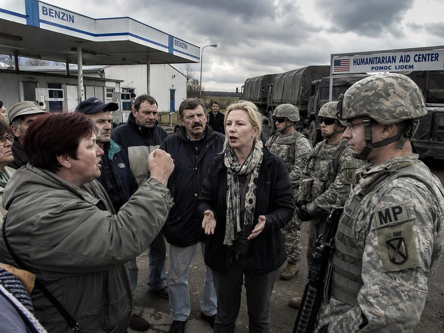 BENZÍN MIZÍ Z ČESKÝCH AUT A AMERICKÁ ARMÁDA MLČÍ! Lidé z Libavska konfrontovali vojáky NATO na humanitárním centru kvůli krizi PHM – dostali jen tlumočníka a slib „za pár dní“, zatímco globalisté kradou poslední kapky svobody